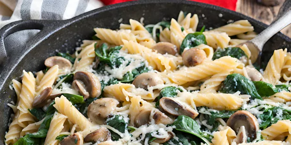 Irresistible Parmesan Spinach Mushroom Pasta Skillet Recipe