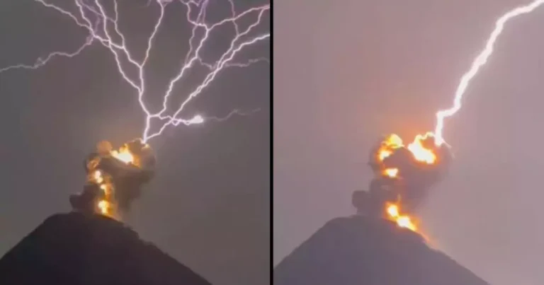 Viewers Amazed by Viral “Once in a Lifetime” Footage of Molten Lava Meeting Lightning